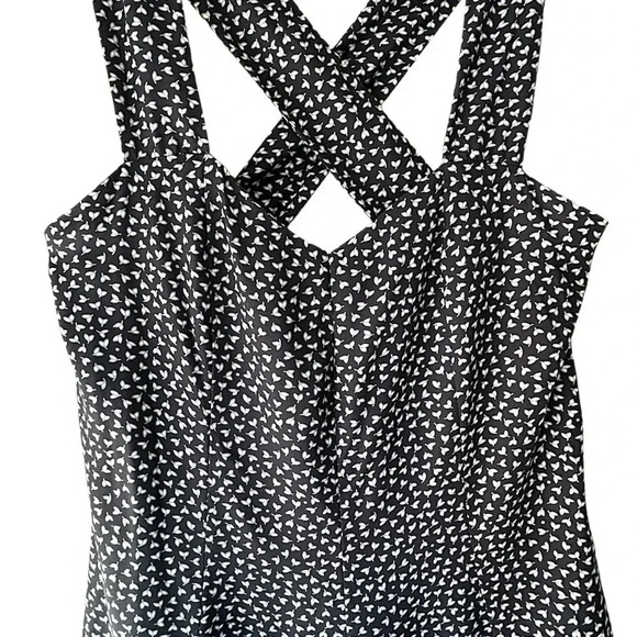 BANANA REPUBLIC NWOT SLEEVELESS DRESS CROSSOVER STRAPS NAVY BLUE WHITE | 12 - Picture 2 of 7